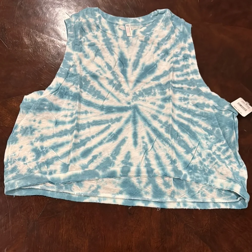 Free People Love Tank Tie Dye White/Bluestone Combo - Picture 2 of 5